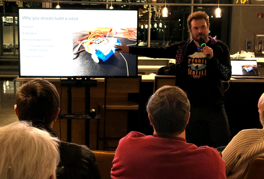 Sage Elliott presenting on building robots